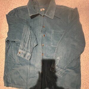 L.L. Bean Women's Comfort Corduroy Button Up Shirt Teal XL